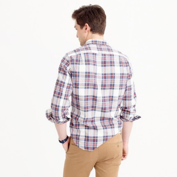 J Crew Midweight Flannel Shirt Alabaster Plaid But - Picture 4 of 8